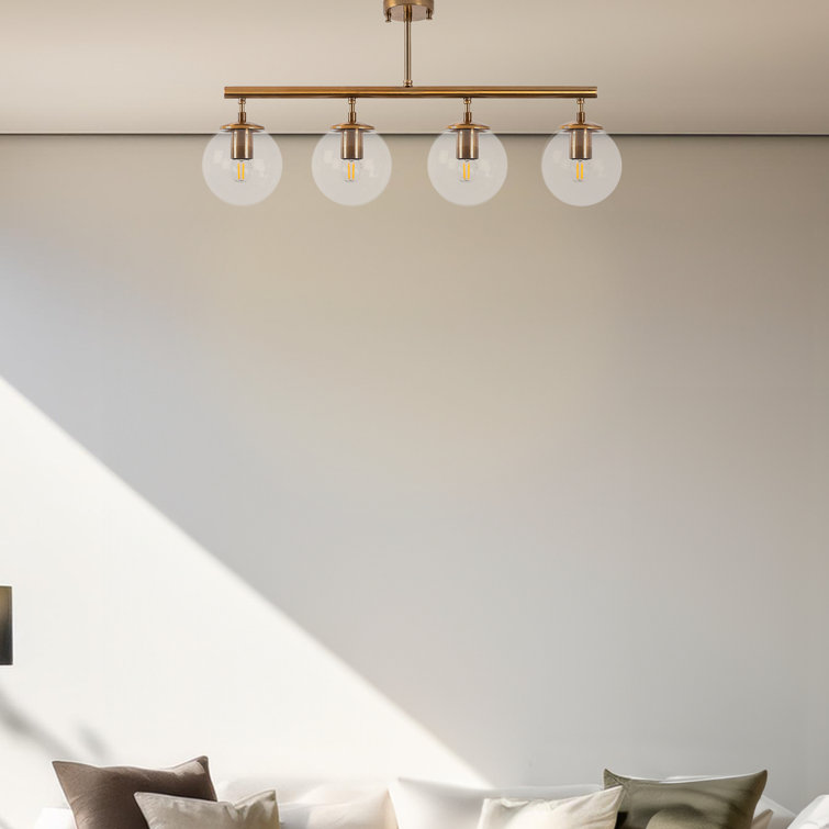 Corrigan Studio® 4 Lights Metal Body Kitchen Island Pendant With Glass